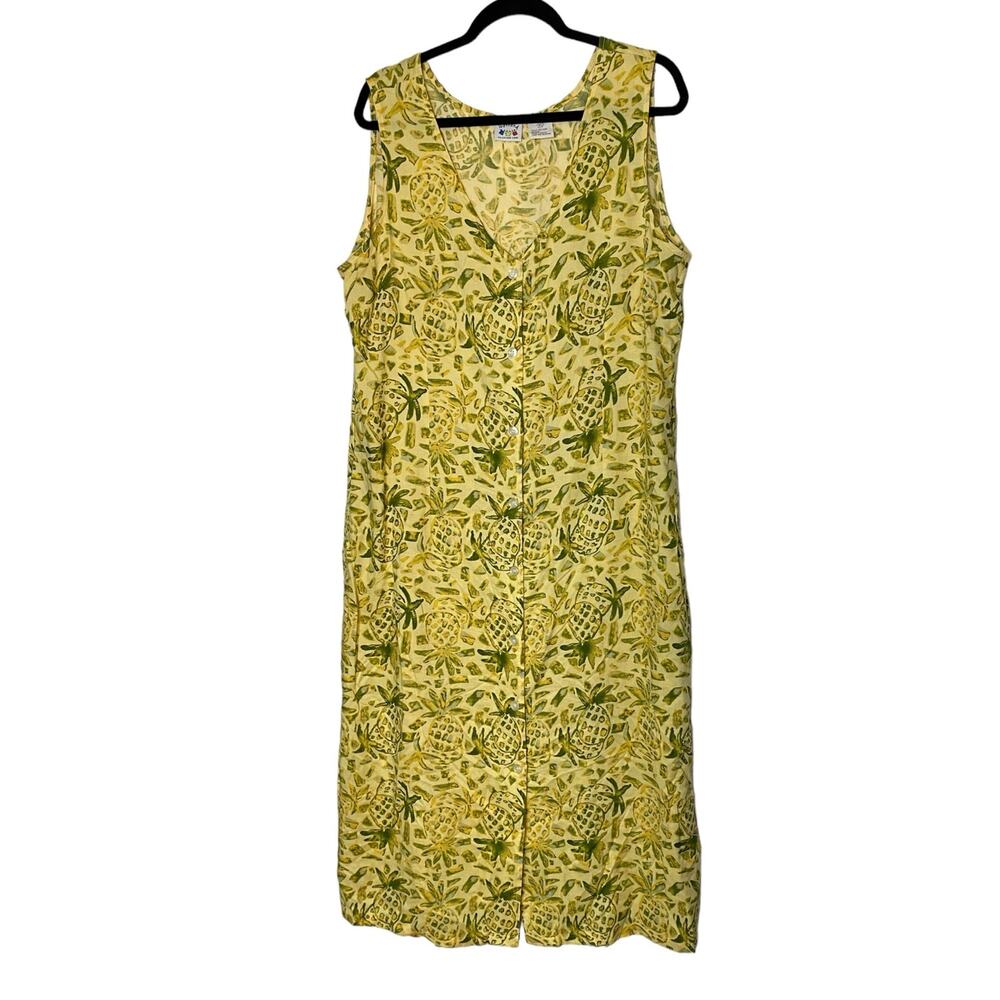 Vintage Pineapple sleeveless dress size XL Weekend Clothes Line